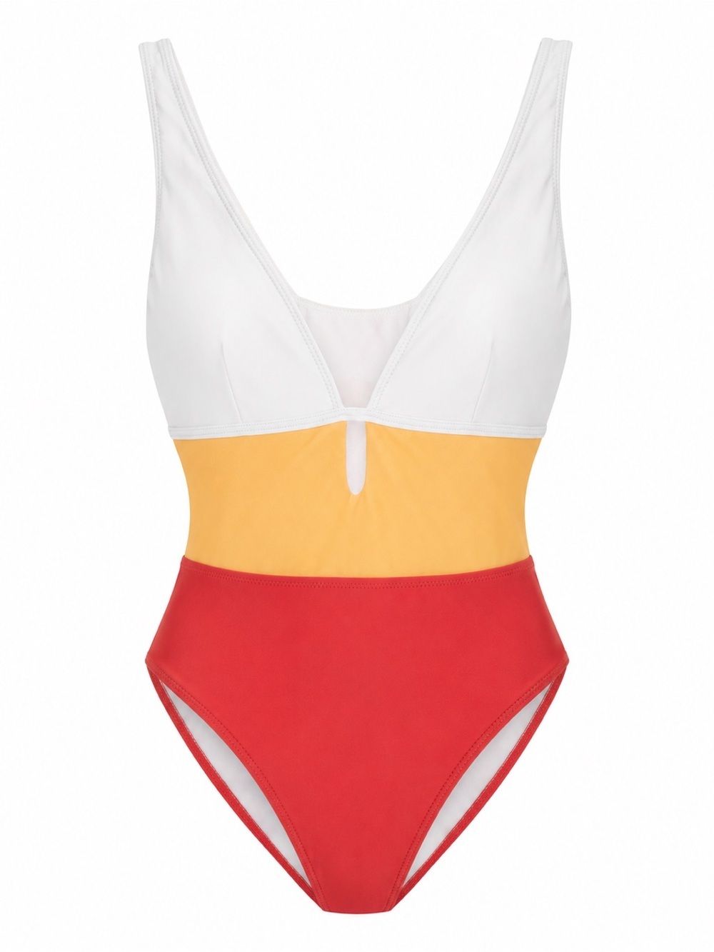 CUPSHE Color Block One Piece Swimsuit White Yellow Red Cutout Size Small NWT